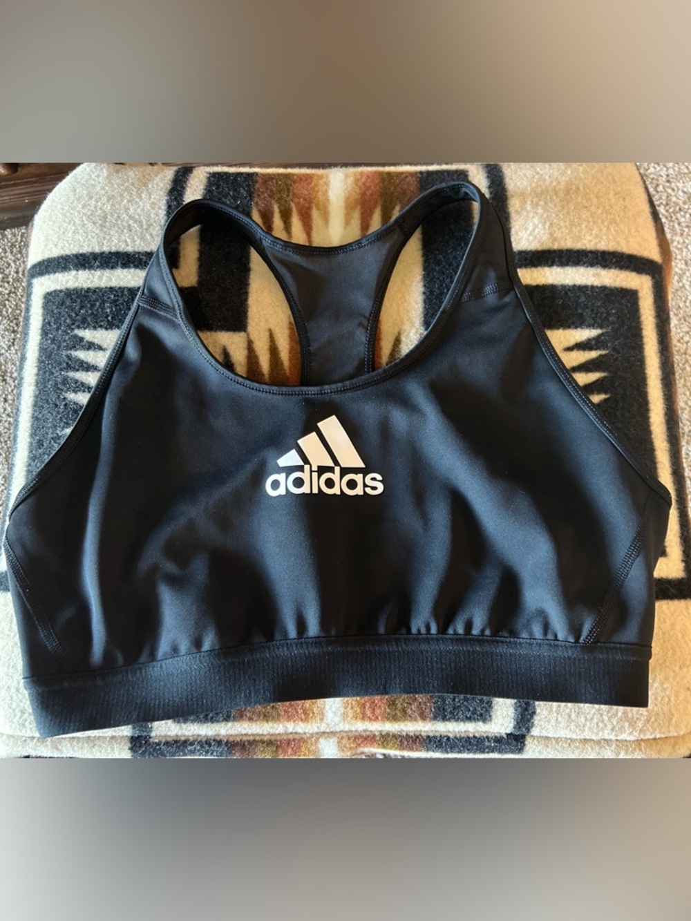 Adidas Black Sports Bra with White Logo